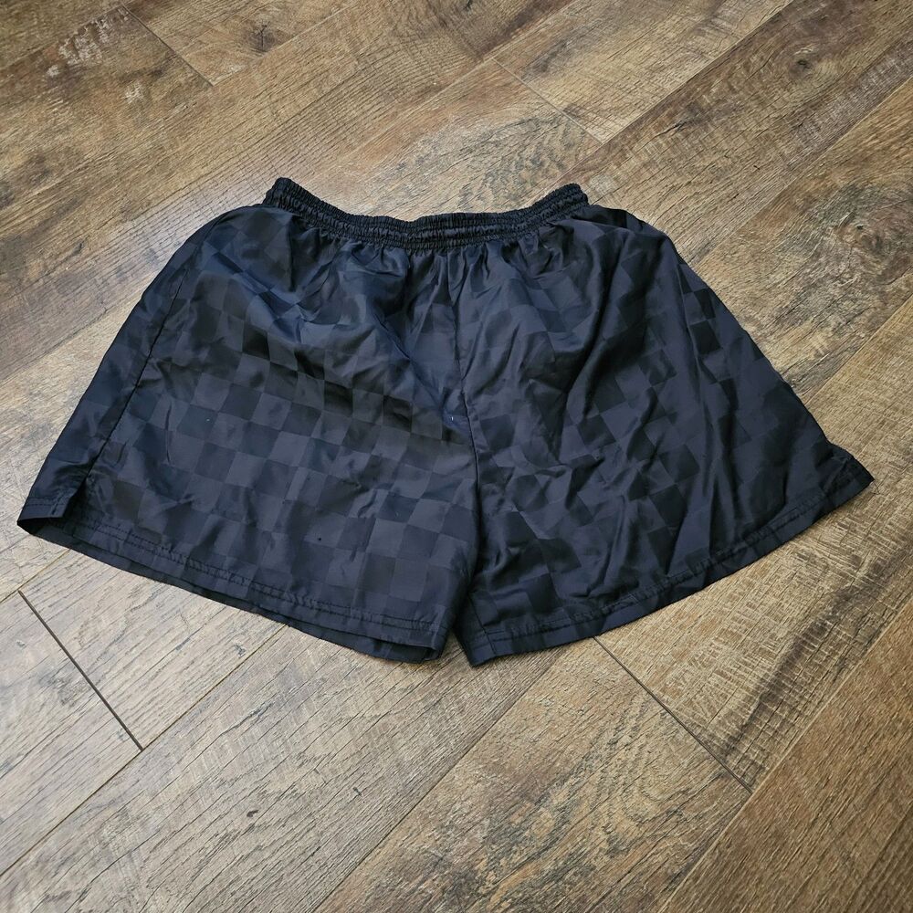 Title:Vintage TAL Black Checkered Nylon Running Shorts Large Made in USA...